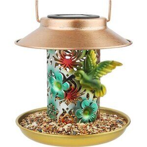 Solar Bird Feeder for Outdoors Hanging, Gifts for Mom Grandma Women, Metal